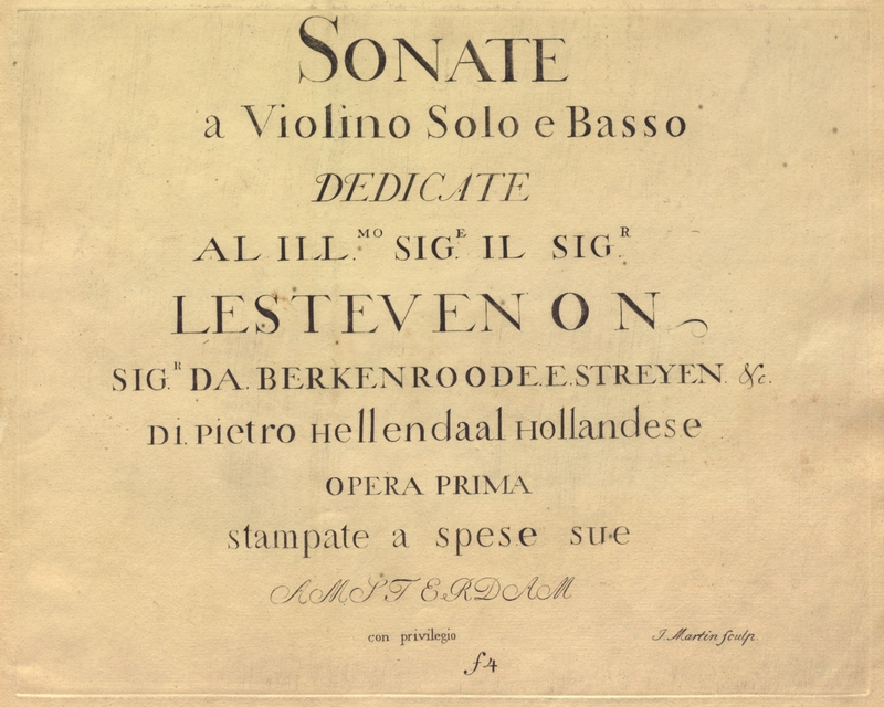 1744 STCN Pieter Hellendaal Vioolsonates op 1 Collectie Scheurleer 1 tn