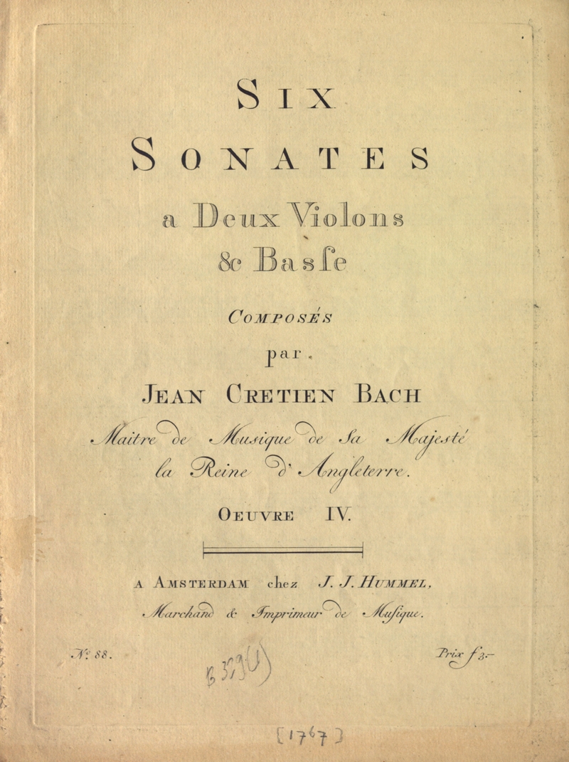 1767 STCN Johann Christian Bach Zes sonates v twee violen op 4 Collectie Casa del Violino Willem Noske 1 tn