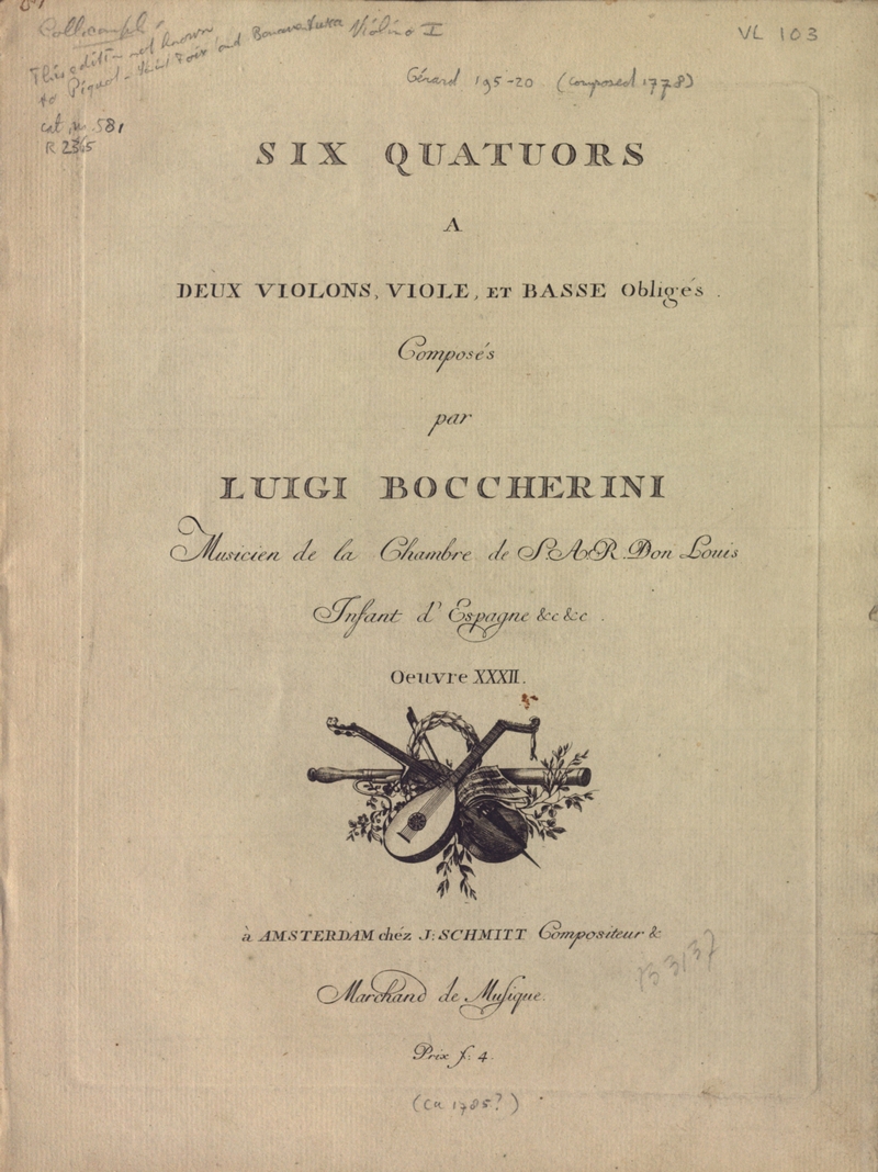1785 ca STCN Luigi Boccherini Zes strijkkwartetten op 32 Collectie Casa del Violino Willem Noske 1 tn