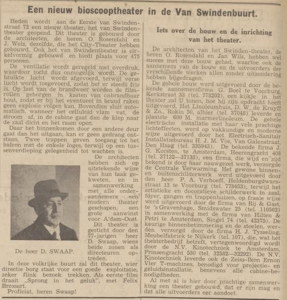 Opening Van Swinden Theater 